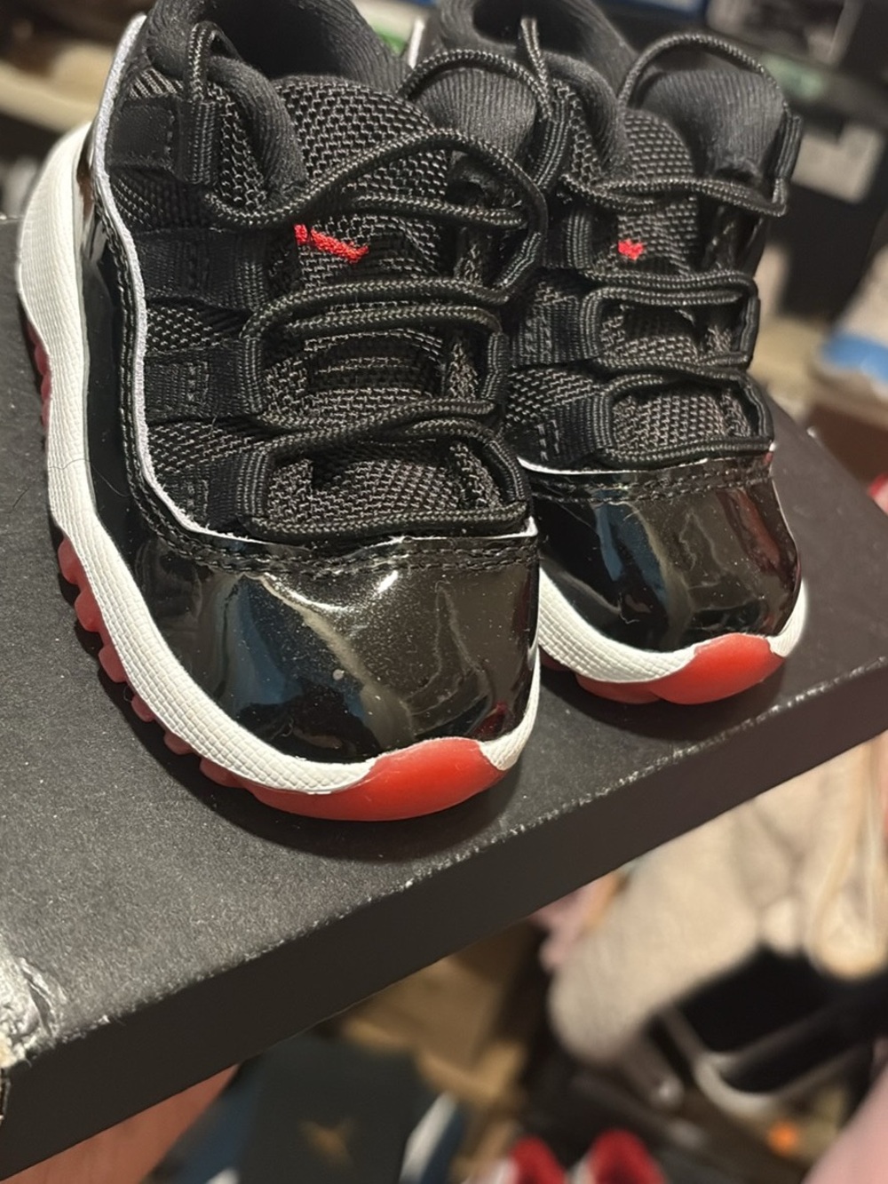 Jordan Kids Black White Red Retro Low-Top Sneakers